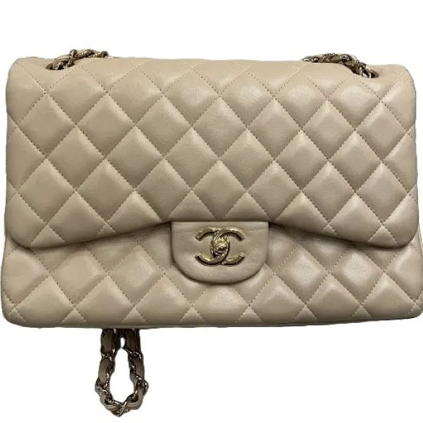 Chanel Beige Matelassé Classic Double Flap Bag
