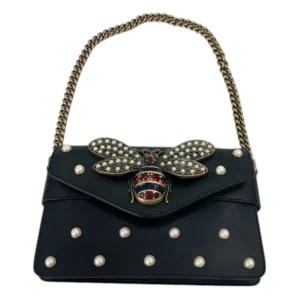 Gucci Broadway Leather Chain Shoulder Bag Black