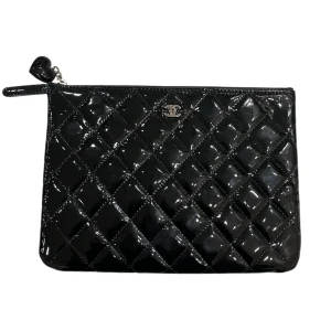 CHANEL Matelassé Clutch Bag Patent Leather