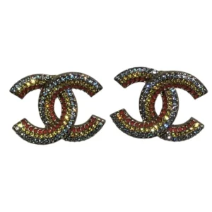 CHANEL Logo Stone Earrings